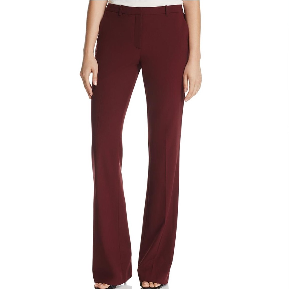 Theory Burgundy Demitria Good Wool Mid Rise Pants New With Tag 
Size 0